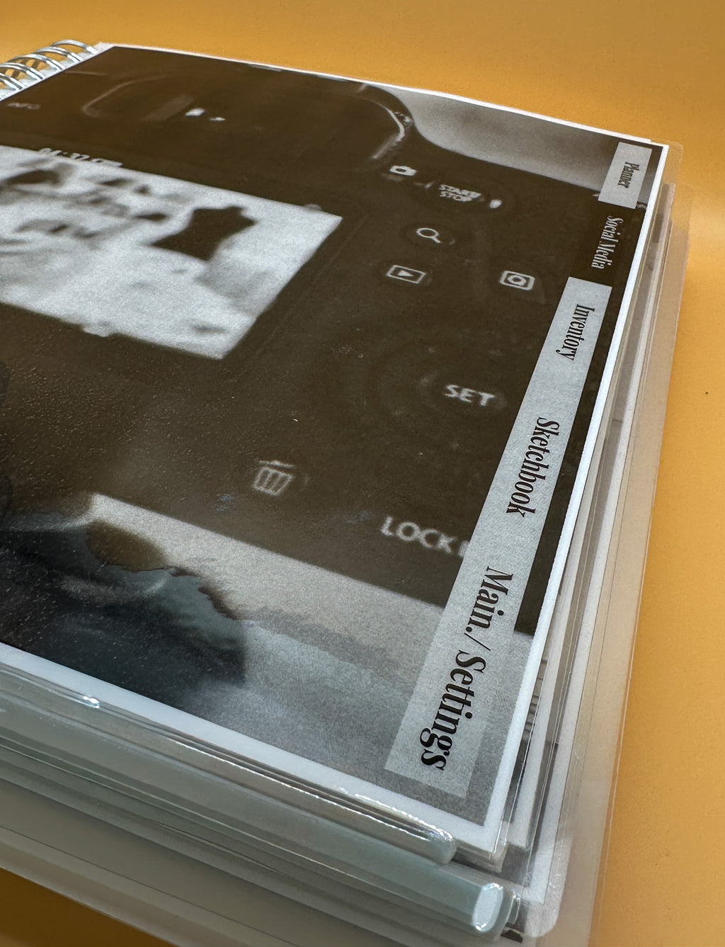 close up of tabbed sections for sewing planner