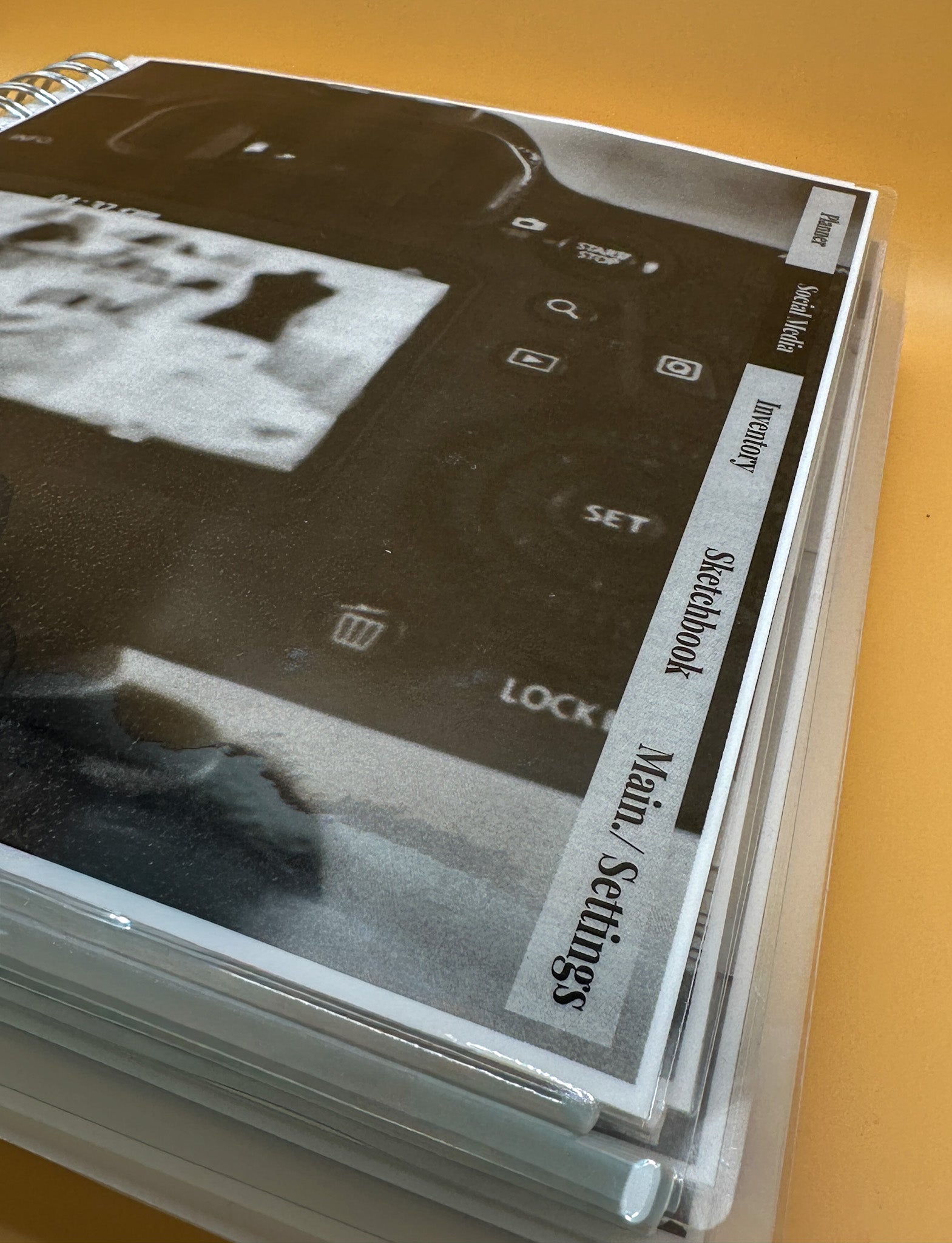 close up of tabbed sections for sewing planner